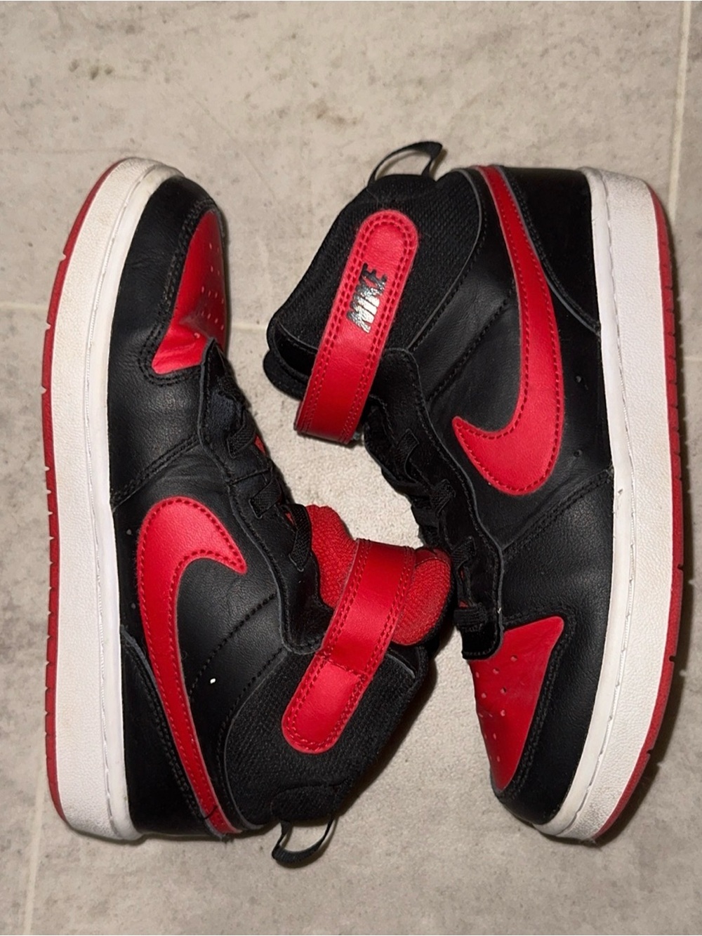 Nike Kids Red and Black High-Top Sneakers